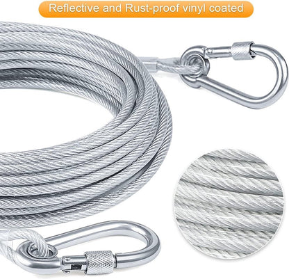 Dog leash cable - 5mm * 3m - stainless steel - silver - dog chains - with double fastening stainless steel buckle - camping accessories - dog game ground stake - heavy-duty dog chain - exhaust leash for animals - Image 2