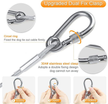 Dog leash cable - 5mm * 3m - stainless steel - silver - dog chains - with double fastening stainless steel buckle - camping accessories - dog game ground stake - heavy-duty dog chain - exhaust leash for animals - Image 4