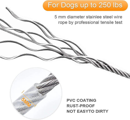 Dog leash cable - 5mm * 3m - stainless steel - silver - dog chains - with double fastening stainless steel buckle - camping accessories - dog game ground stake - heavy-duty dog chain - exhaust leash for animals - Image 5