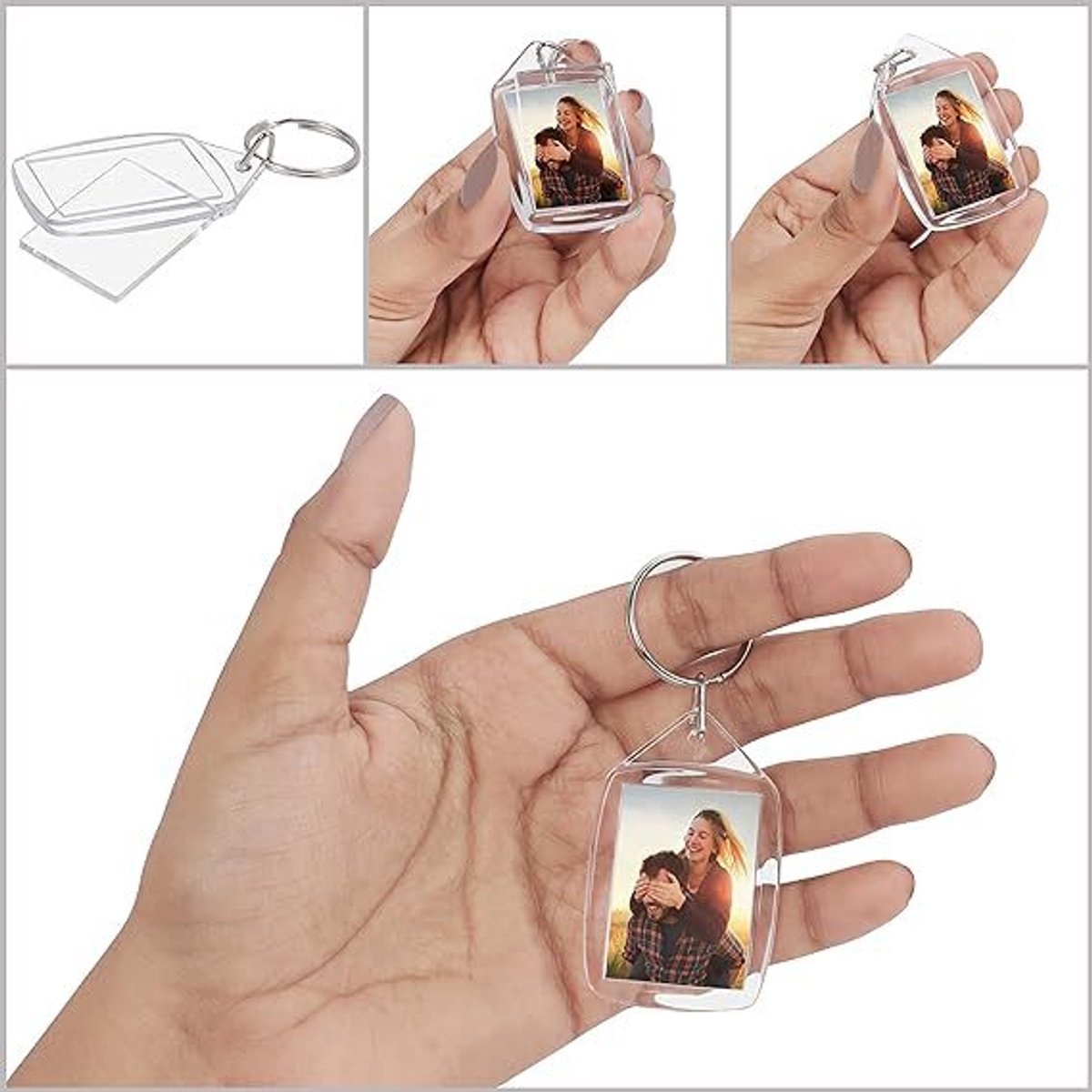 Empty Photo Frame Key Hangers - 37 Pieces - 3.4 x 5.4cm - Transparent Clear Acrylic Key Hangers for Double-Sided Photos - Small Picture Frames for Family, Friends & Hobbies - Image 4