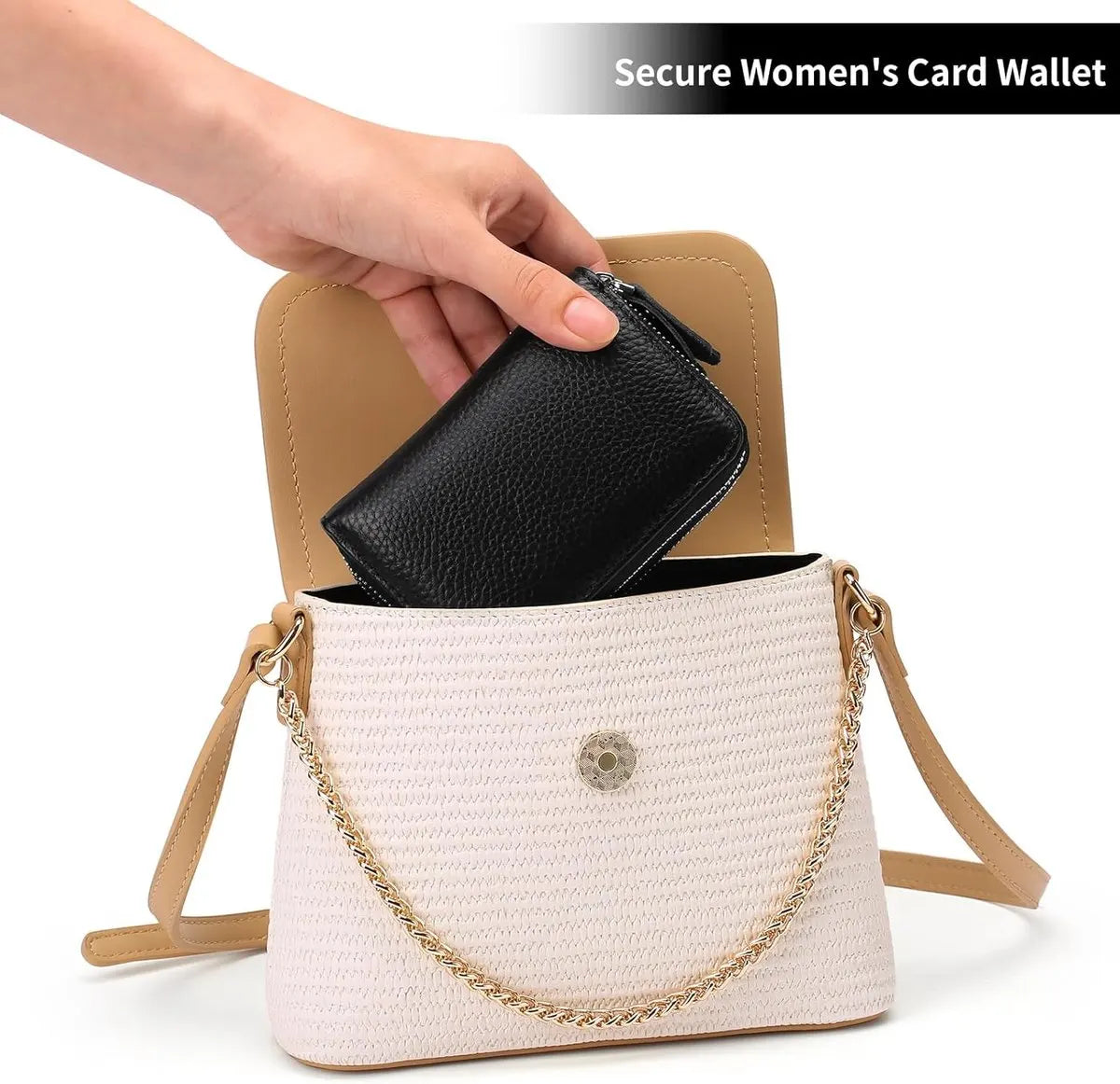 Wallet - RFID Credit Card Holder - Card Holder - Card Holder - 10 Cards with Zipper - Leather - Black - RFID Protection - Gift - 10*8.5*4cm - Image 4