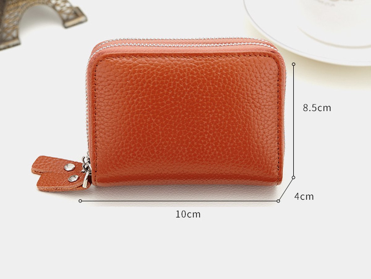 Wallet - RFID Credit Card Holder - Card Holder - Card Holder - 10 Cards with Zipper - Leather - Black - RFID Protection - Gift - 10*8.5*4cm - Image 5