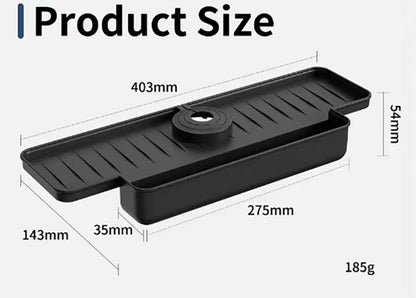 Silicone tap mat with sponge holder - tap drain mat - sink organizer - drain mat - BLACK - For kitchen, bathroom, countertop, worktop - 40 cm - Image 2