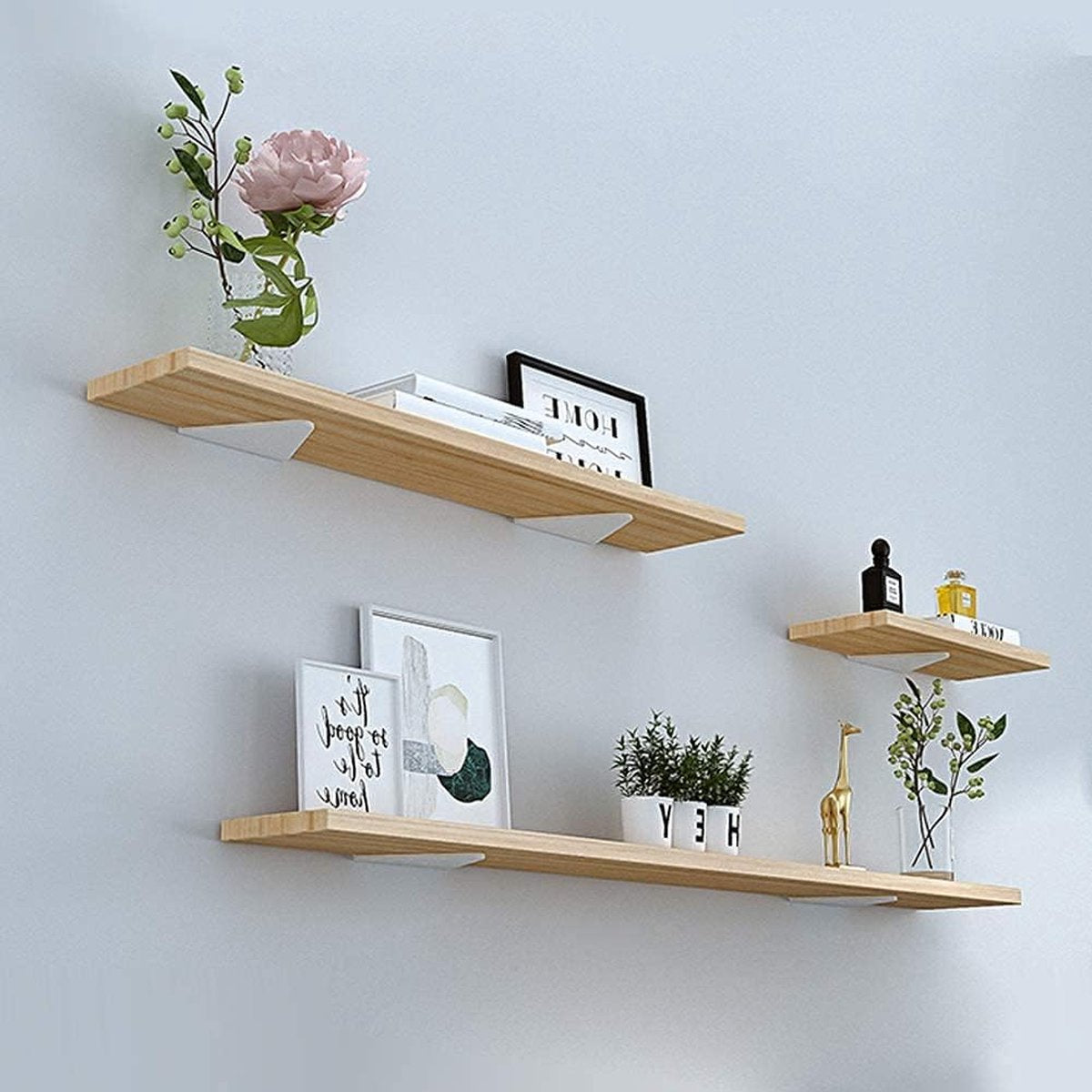 Wall shelf brackets - 4 pieces - shelf brackets - brackets - iron - white - 140 x 130 x 27 mm - multifunctional - wall mounted - heavy - invisible - for wall mounting hidden wooden shelf - Image 3