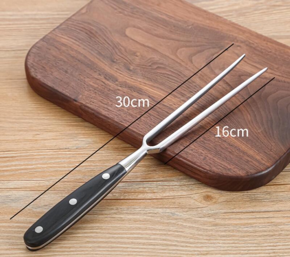 Waffle Fork - Meat Fork - Stainless Steel - With Handle - Serving Fork - Carving Fork - Waffle Iron Accessory - Cookware - Kitchen Utensils - For Grill Kitchen Turkey Roast Dinner - 30 cm - Black - Image 5