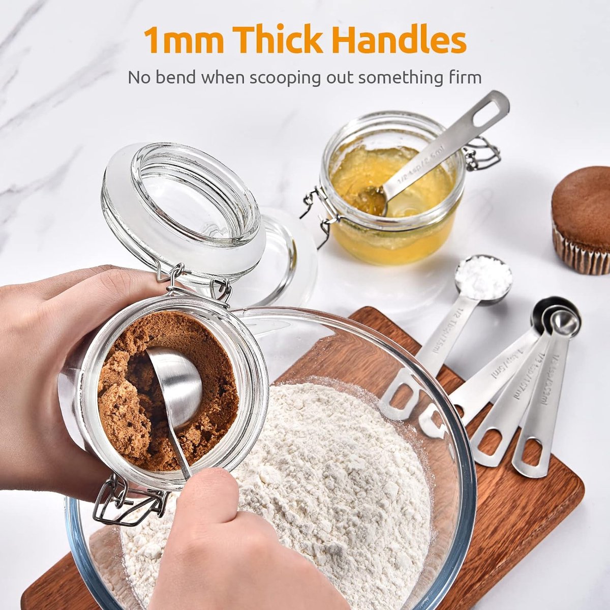 Measuring Spoons Set - 9 Pieces - Measuring Spoons Cups - BPA Free - Measuring Spoons - Measuring Spoons - Gram & ML Weighing - Measuring Spoons - Measuring Cups Spoons - Measuring Spoons - Stainless Steel - Silver - 15ml / 7.5ml / 5ml / 3.75ml / 2.5ml /  - Image 4