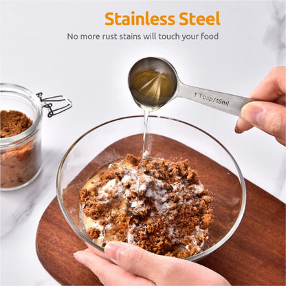 Measuring Spoons Set - 9 Pieces - Measuring Spoons Cups - BPA Free - Measuring Spoons - Measuring Spoons - Gram & ML Weighing - Measuring Spoons - Measuring Cups Spoons - Measuring Spoons - Stainless Steel - Silver - 15ml / 7.5ml / 5ml / 3.75ml / 2.5ml /  - Image 5