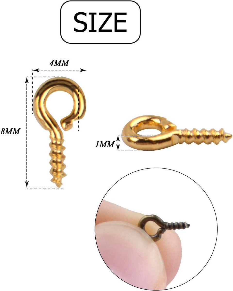 600 pieces - Screw hooks - Screw hook - Screw eyes - Screw eye - Small hook - Wall hook - Length 8 mm - Metal - color - with screw mounting - with storage box - Image 5