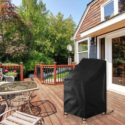 Waterproof garden chair covers - Pack of 2 - Garden furniture cover - Waterproof, weatherproof outdoor chair cover - 210D Oxford - Outdoor chair cover - Patio stacking chair cover - Black stacking chair cover - 75 x 75 x 120 cm - Black - Image 4