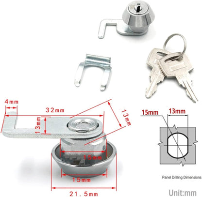 Letterbox lock - Cam lock - Cabinet lock - Cam lock - Security cabinet lock - Cylinder lock - 21.5 mm - Zinc alloy - With key - For Cabinet, Cabinet door, Filing cabinet, Letterboxes, Drawer cabinet - Image 4