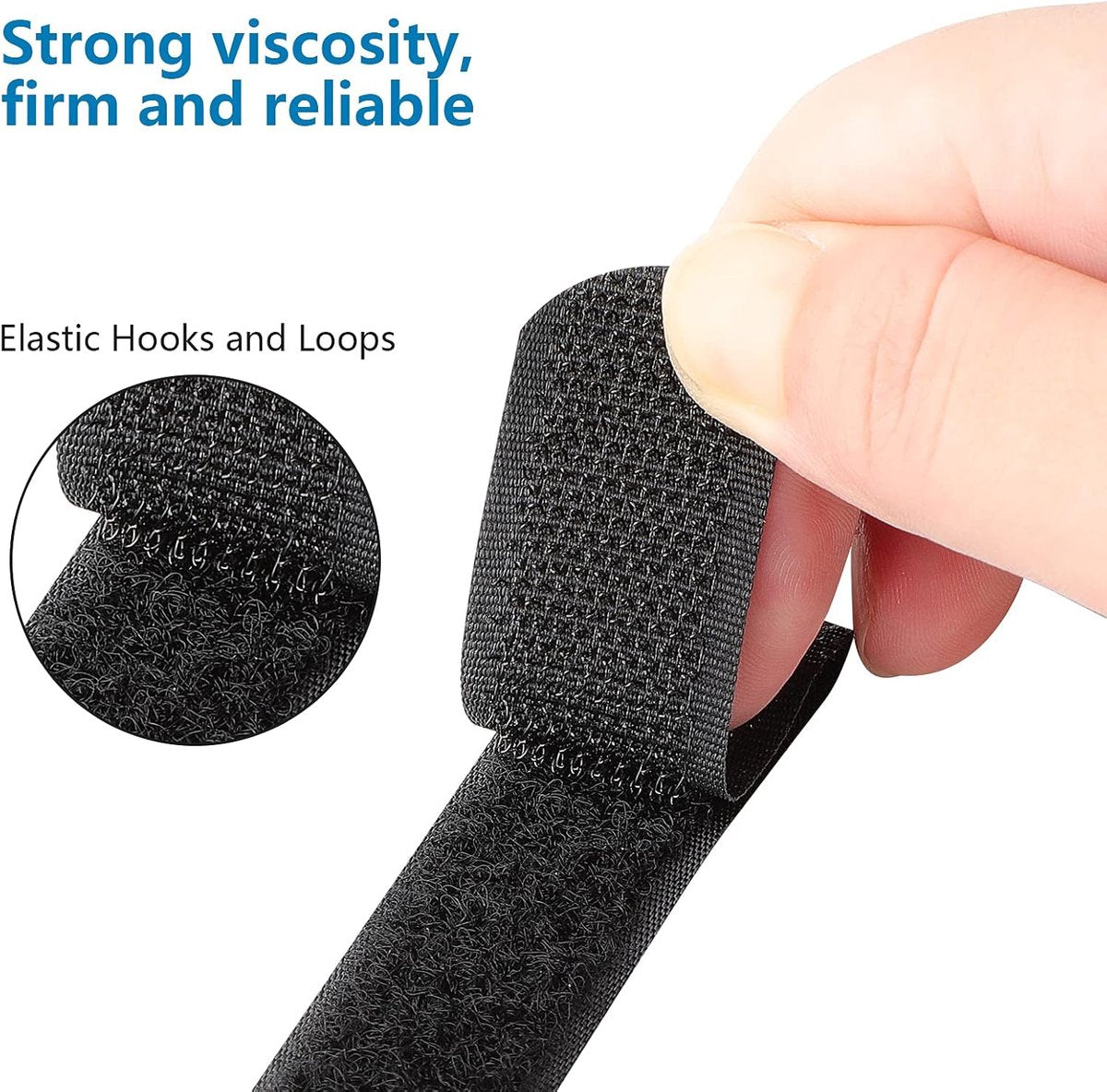 Cable organizer - 40 pieces - 200 x 2 mm - Black - Nylon - Velcro - Cable ties - Tie-wraps - Cable management - Cable ties Velcro - Cable holder - With plastic buckle - Adjustable - Image 2