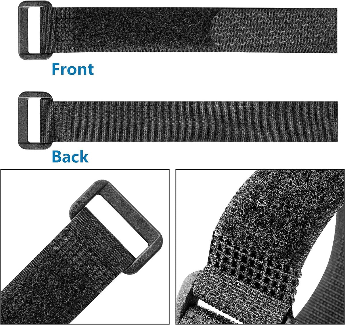 Cable organizer - 40 pieces - 200 x 2 mm - Black - Nylon - Velcro - Cable ties - Tie-wraps - Cable management - Cable ties Velcro - Cable holder - With plastic buckle - Adjustable - Image 3
