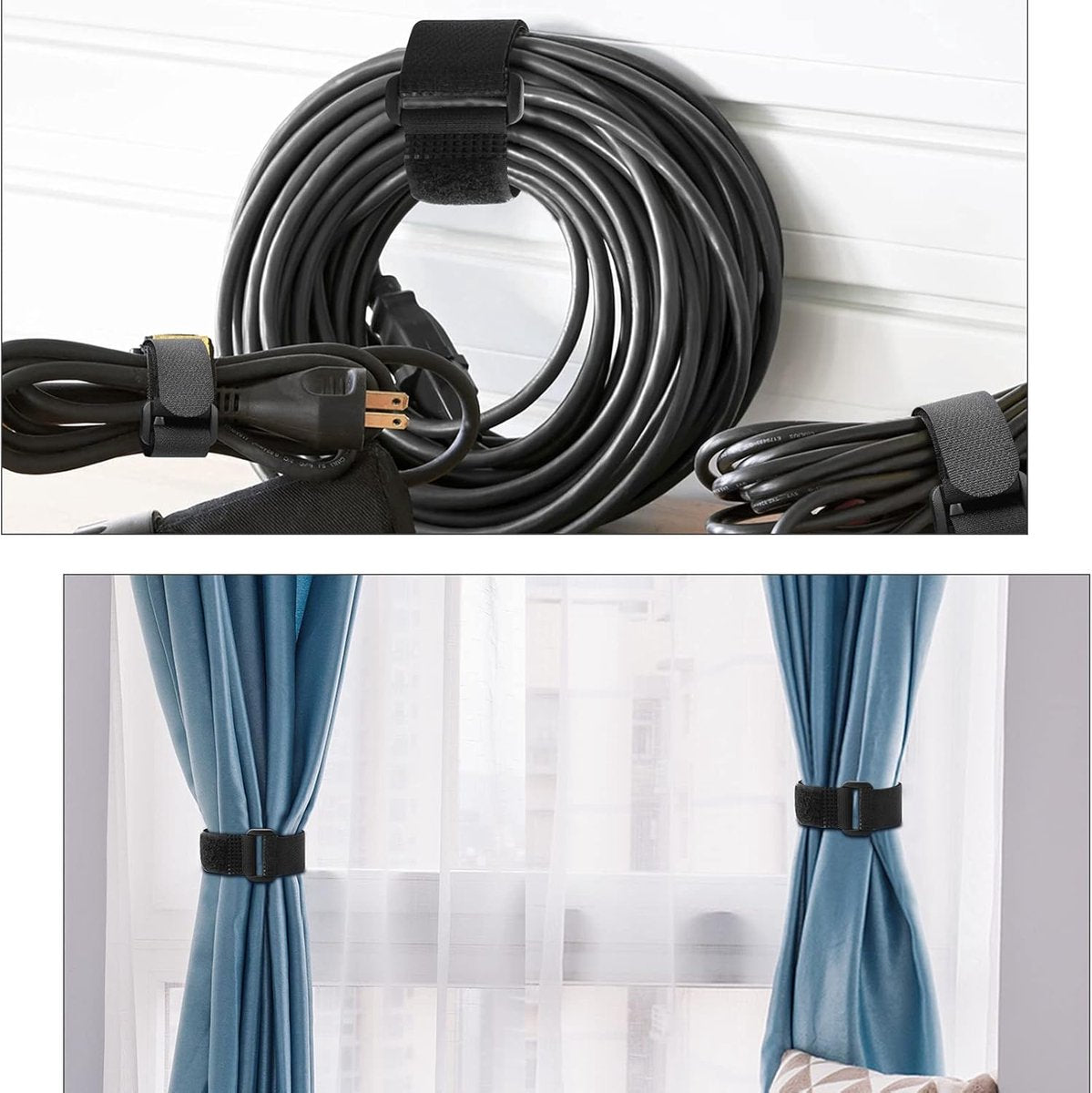 Cable organizer - 40 pieces - 200 x 2 mm - Black - Nylon - Velcro - Cable ties - Tie-wraps - Cable management - Cable ties Velcro - Cable holder - With plastic buckle - Adjustable - Image 4