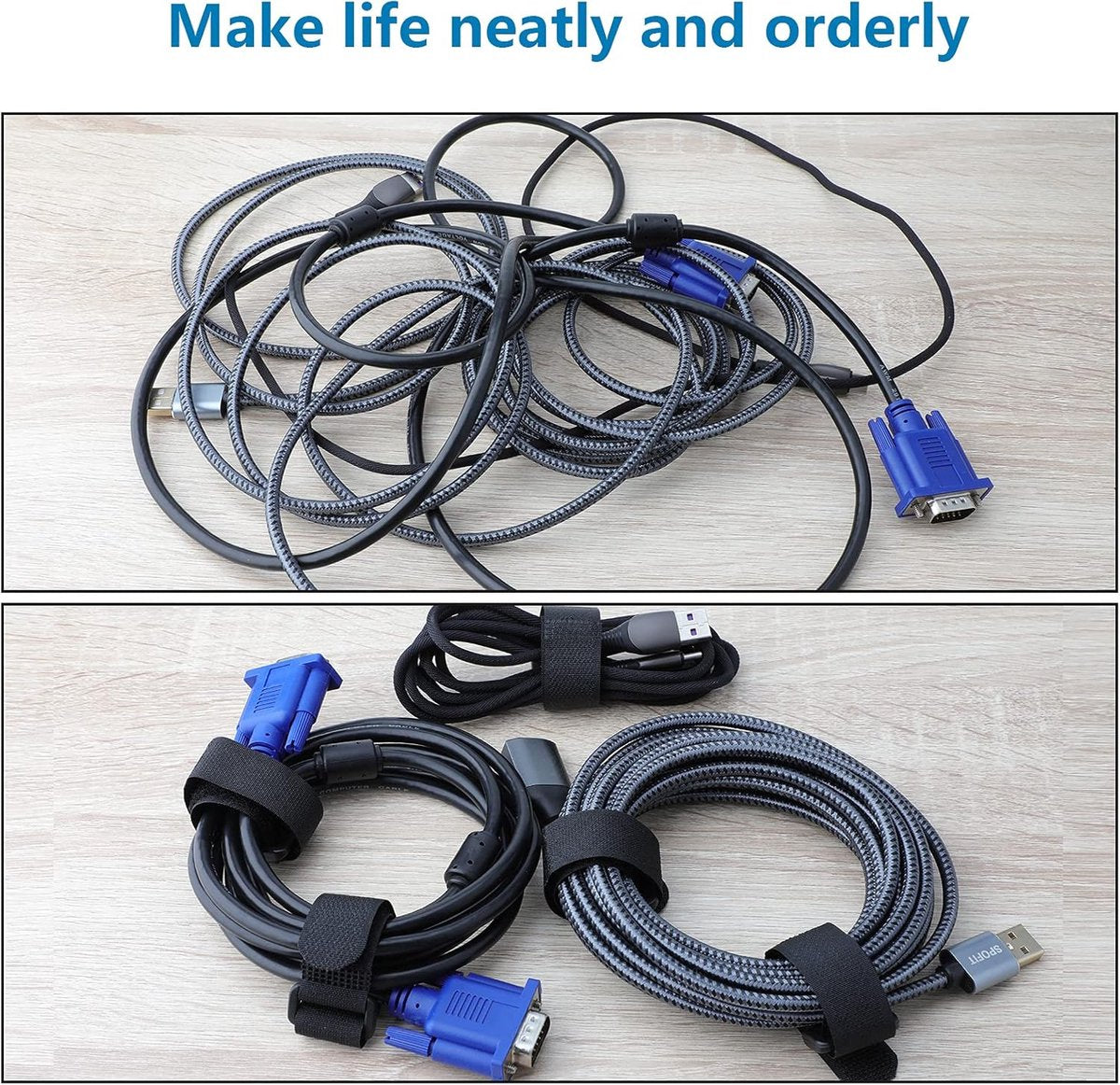 Cable organizer - 40 pieces - 200 x 2 mm - Black - Nylon - Velcro - Cable ties - Tie-wraps - Cable management - Cable ties Velcro - Cable holder - With plastic buckle - Adjustable - Image 5