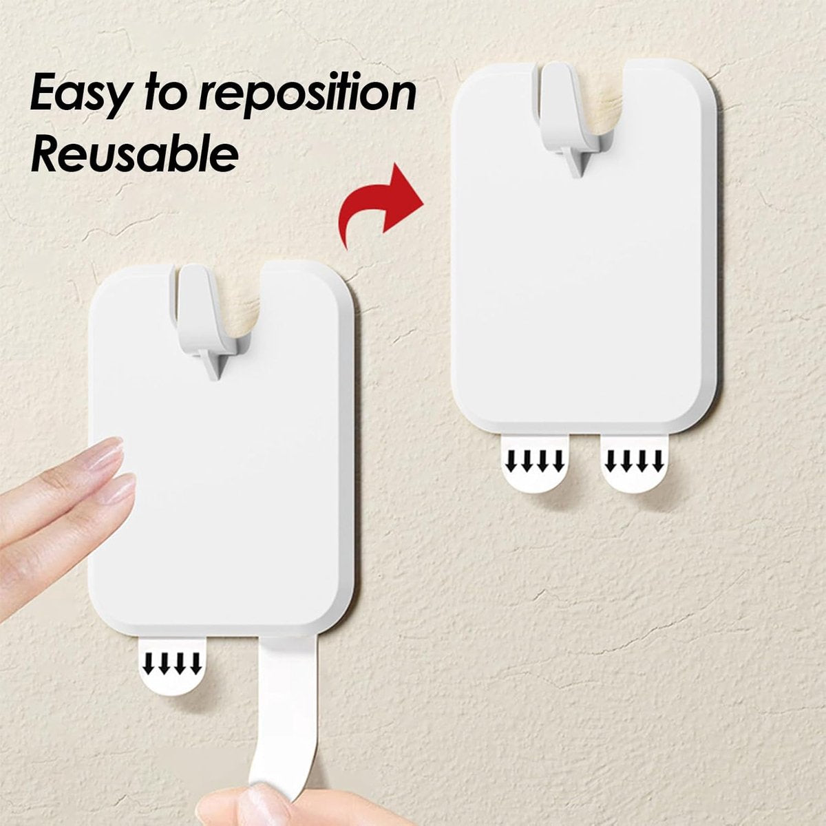 Picture Frame Hangers - 10 Pieces - Hanging Hook - ABS - Self-Adhesive Hooks - Wall Hooks - Towel Hook - Home Accessories - No Drilling Required - Suitable for Home, Office and Photo Frame Decoration - 6.6*5.1*1.2cm - White - Image 2
