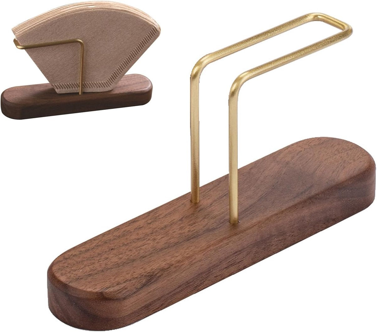 Coffee filter holder - Universal - Filter bag holder - Paper filter holder coffee filter holder - Filter coffee - Coffee accessories - Simple & Durable - 7 x 14 x 3.5 cm - Wood - Image 2