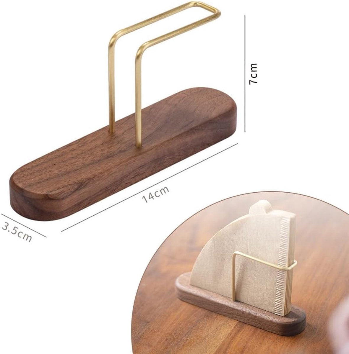 Coffee filter holder - Universal - Filter bag holder - Paper filter holder coffee filter holder - Filter coffee - Coffee accessories - Simple & Durable - 7 x 14 x 3.5 cm - Wood - Image 7