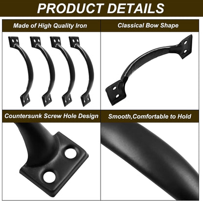 Handle - Door Handle - 121 MM - Pack of 4 - Curved Handle - Drawer Handles - Kitchen Cabinet Handles - Door Handles - Cabinet Handle - Furniture Hardware - Kitchen Handle - Black - Iron - 13.8*3.2 cm - Image 3