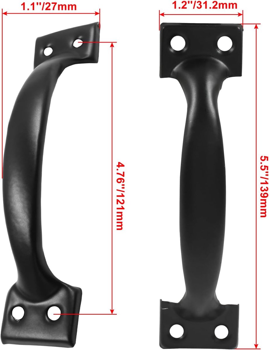 Handle - Door Handle - 121 MM - Pack of 4 - Curved Handle - Drawer Handles - Kitchen Cabinet Handles - Door Handles - Cabinet Handle - Furniture Hardware - Kitchen Handle - Black - Iron - 13.8*3.2 cm - Image 5