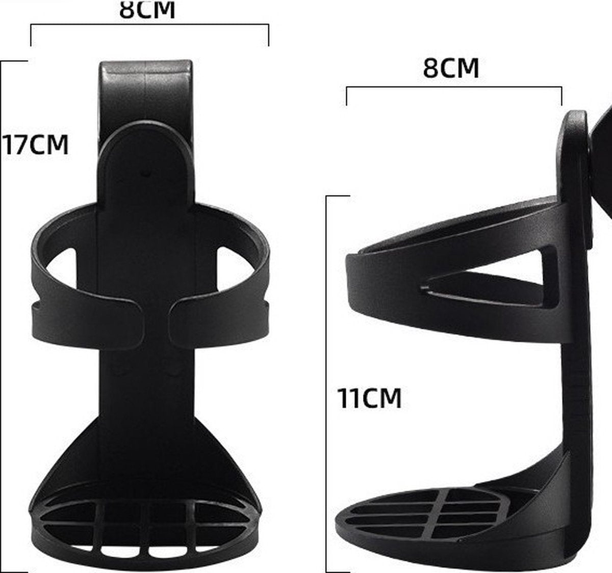 Bicycle cup holder - Cup holder - PP - black - Stroller cup holder - 360 degree rotation - adjustable clamp - Universal - large caliber - for mountain bikes, bicycles, strollers and wheelchairs - Image 5