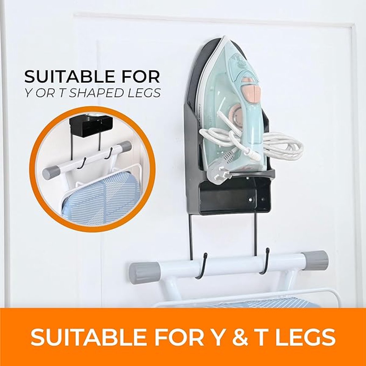Ironing board holder - Hanging system for your ironing board AND iron - simple ironing board holder - black - plastic - Ironing board holder - Wall-mounted ironing board holder - Image 5