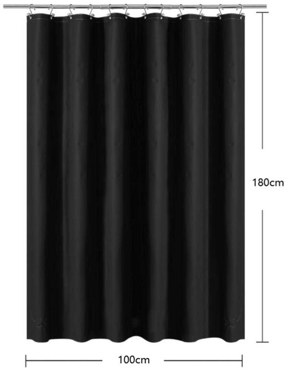 Shower Curtain Anti-Mold - Bath Curtain - PEVA - Including Rings - Waterproof - Rustproof - Suitable for Bathroom - 180X100cm - Black - Image 6