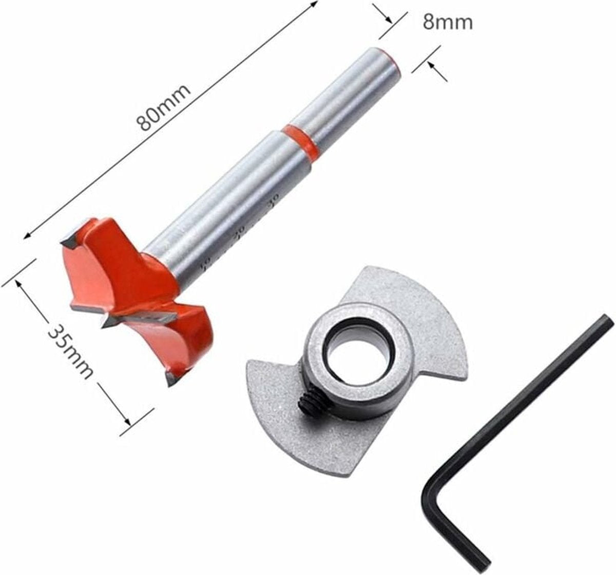 Drill guide - hinge gauge - Drill bit accessories - for 35mm hinge holes - 77*66mm - PP, TPR, carbon steel - blue - for carpentry, cabinet hinges and mounting plates - Image 3