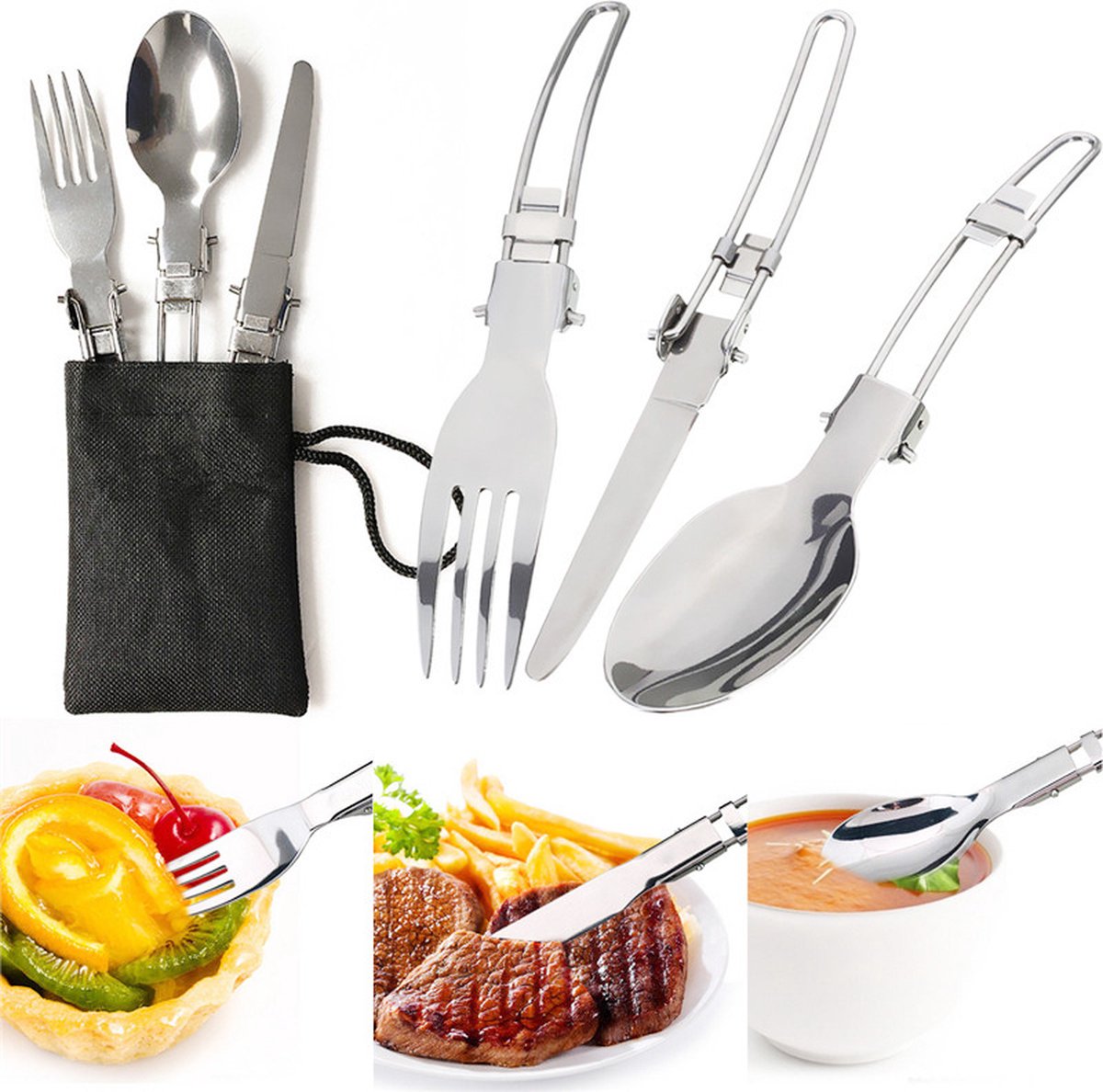Cookware - 9-piece - for camping, outdoor, hiking, picnic, BBQ, foldable camping pans - safe and BPA - Suitable for 2-3 people camping pan set - Image 3