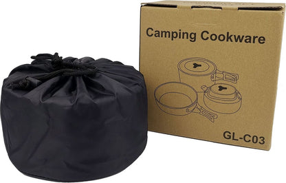 Cookware - 9-piece - for camping, outdoor, hiking, picnic, BBQ, foldable camping pans - safe and BPA - Suitable for 2-3 people camping pan set - Image 6