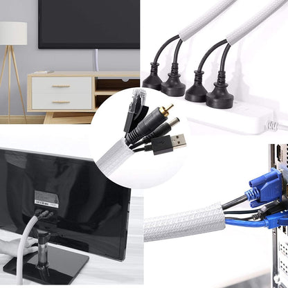 Cable Sleeve - 2m - Diameter 19MM - Cable Management - Braided Cable Sheathing - Cable Protector - Stretchable - Cuttable - PET - White - For TV / Computer / Home Theater / Engine Compartment - Image 3