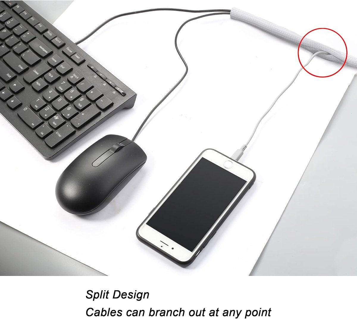 Cable Sleeve - 2m - Diameter 19MM - Cable Management - Braided Cable Sheathing - Cable Protector - Stretchable - Cuttable - PET - White - For TV / Computer / Home Theater / Engine Compartment - Image 6