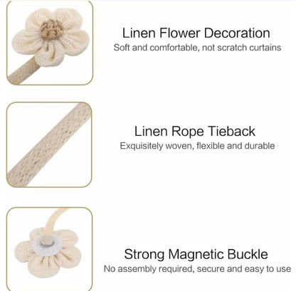 Curtain Holder - 2 Pieces - Curtain Tie Back - Curtain Tie Rope - Magnetic Curtain Cord - Beige - 40 cm - Image 2