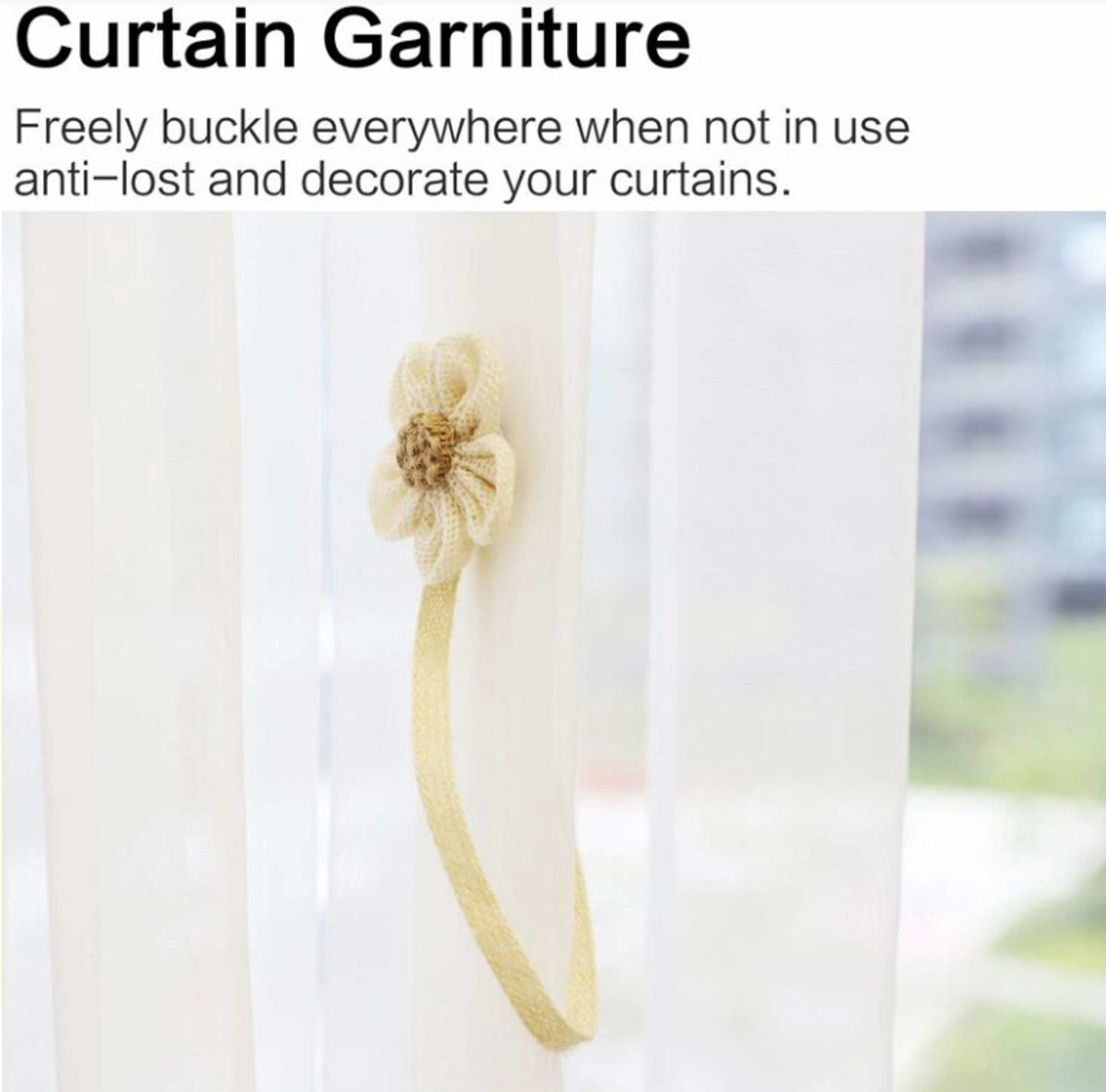 Curtain Holder - 2 Pieces - Curtain Tie Back - Curtain Tie Rope - Magnetic Curtain Cord - Beige - 40 cm - Image 5