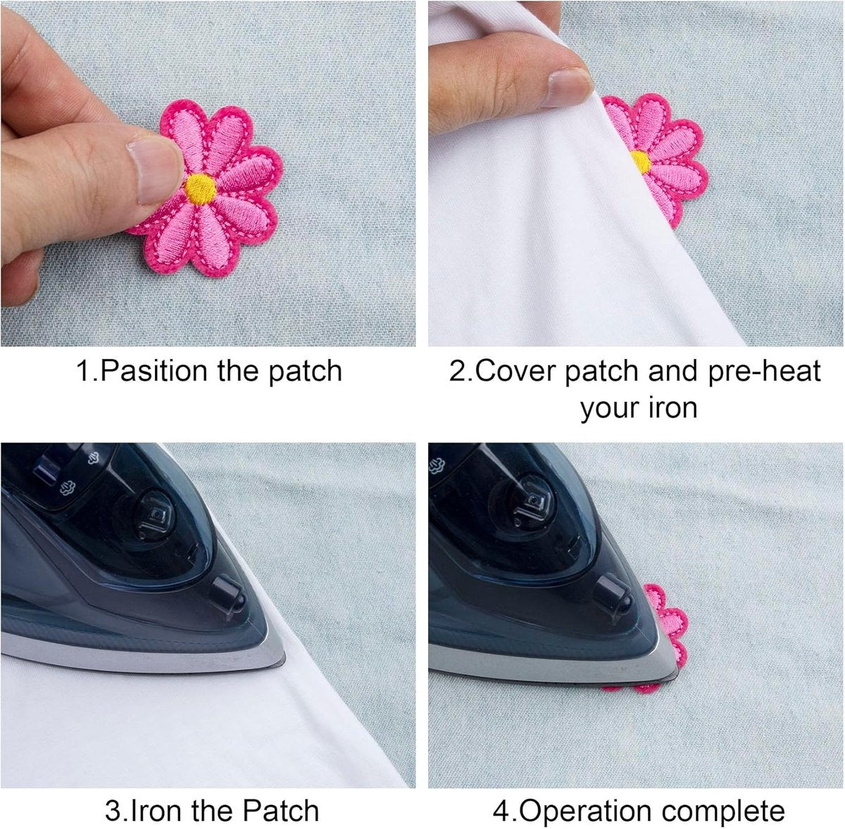 14 Pieces Iron-On Patches - Iron-On Embroidered Patches - Embellishment For Clothes - Clothing Patches - DIY Accessories - Cute Sewing Appliques - Sew On Embroidered Applique Sewing Patches - For Jackets, Hats, Backpacks, Jeans - 4*4cm - Image 6