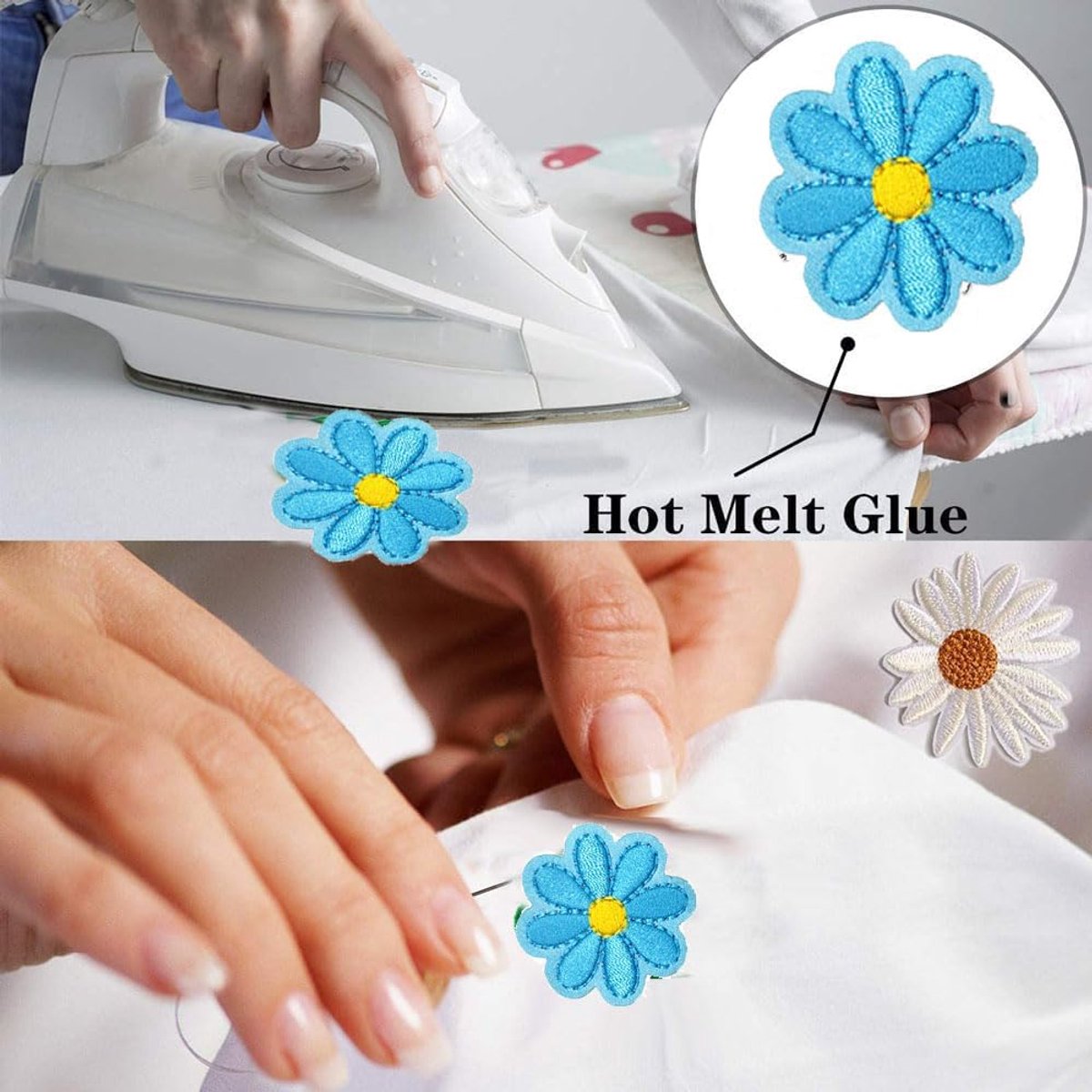 14 Pieces Iron-On Patches - Iron-On Embroidered Patches - Embellishment For Clothes - Clothing Patches - DIY Accessories - Cute Sewing Appliques - Sew On Embroidered Applique Sewing Patches - For Jackets, Hats, Backpacks, Jeans - 4*4cm - Image 7
