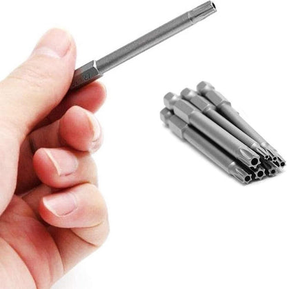 11 pieces - Screwdriver bits - Screwdriver bit set - Long Torx screwdriver set - Hollow Torx bit set - S2 steel - with security head - hexagon shaft - 100mm - T6 T7 T8 T9 T10 T15 T20 T25 T27 T30 T40 - Image 5
