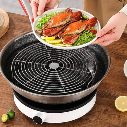 Oven Rack - Steam Rack - Stainless Steel - Microwave Rack - Round - Grill Cooling Rack - Multifunctional Cooking Steam Stand - Microwave Rack Round - Oven Rack - Universal - Suitable for cooking, baking and roasting - 16cm - Silver - Image 4