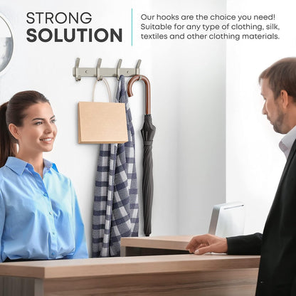 Wardrobe hooks - 4 hooks Stainless steel - Hook strip - Clothes hooks - For wall, wardrobe rail, wall wardrobe for bedroom, bathroom, kitchen - Silver - Coat hooks - Image 2