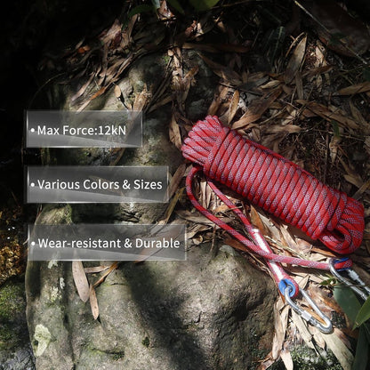 Rope - 10 Meters - 10mm Thickness - Includes Carabiner - Sturdy Climbing Rope for Magnet Fishing - Red - Escape Fire Rescue Rope - Climbing Rope - Image 2