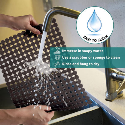 Sink mat - 2 pieces - 30x40cm - Sink insert - Rectangular - Dot design - Sink protection - Black - PVC - Sink mat - Sink mat - Washbasin mat - Image 3