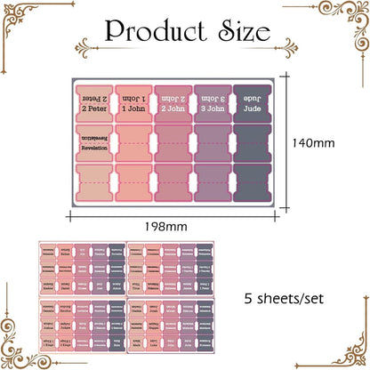 Bible Tab Stickers Self-Adhesive - Tabs Paper - Accessories - Bible Study - English Version - Easy to Read and Use Bible Journaling - Pink-Gray - 75 Laminated Bible Tabs - Image 2