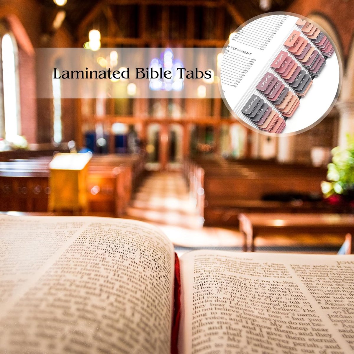 Bible Tab Stickers Self-Adhesive - Tabs Paper - Accessories - Bible Study - English Version - Easy to Read and Use Bible Journaling - Pink-Gray - 75 Laminated Bible Tabs - Image 6