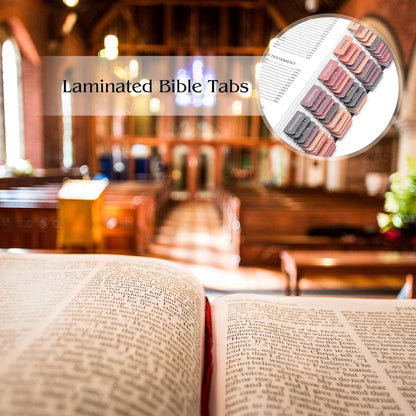 Bible Tab Stickers Self-Adhesive - Tabs Paper - Accessories - Bible Study - English Version - Easy to Read and Use Bible Journaling - Pink-Gray - 75 Laminated Bible Tabs - Image 6
