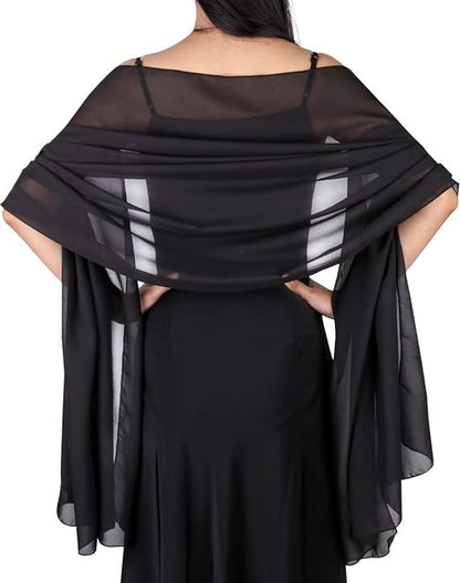 Shawl - Chiffon Scarf - Women's Scarf - Thin Wrap Scarf - Stole - Shawl - Black - 200*70cm - Shawls for Evening Dresses - Chiffon Stole - for Bride Wedding Shawl