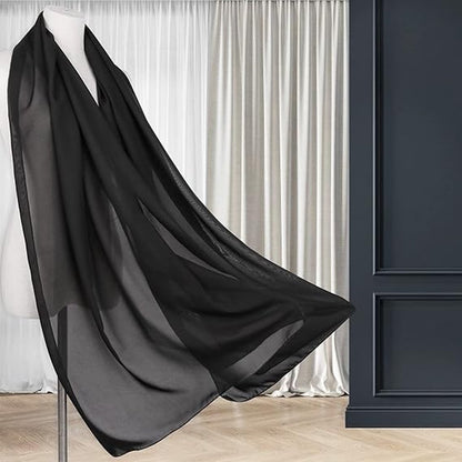 Shawl - Chiffon Scarf - Women's Scarf - Thin Wrap Scarf - Stole - Shawl - Black - 200*70cm - Shawls for Evening Dresses - Chiffon Stole - for Bride Wedding Shawl - Image 4