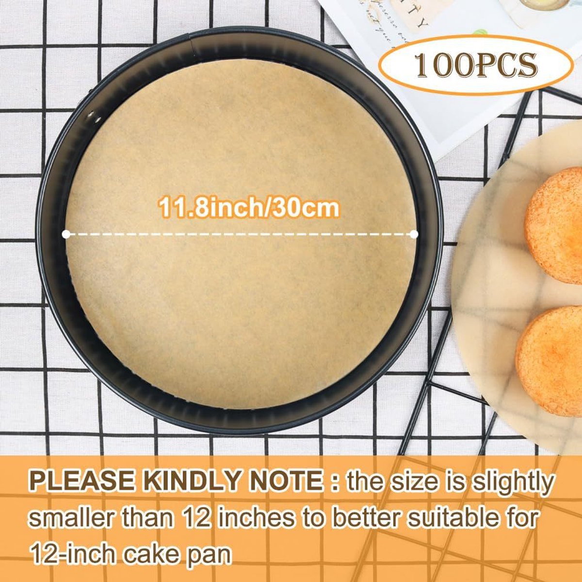 Baking paper - 100 pieces - 30 cm - Round - Parchment paper - for baking cookies, bread, meat, pizza, air fryer - Image 5