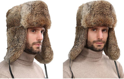 Fur Hat - Unisex - Men's Winter Hat - Women's Fur Hat - Winter Trendy Electric Bicycle Earmuff - Keep Warm - XXL (58-60cm) - Khaki - Image 3