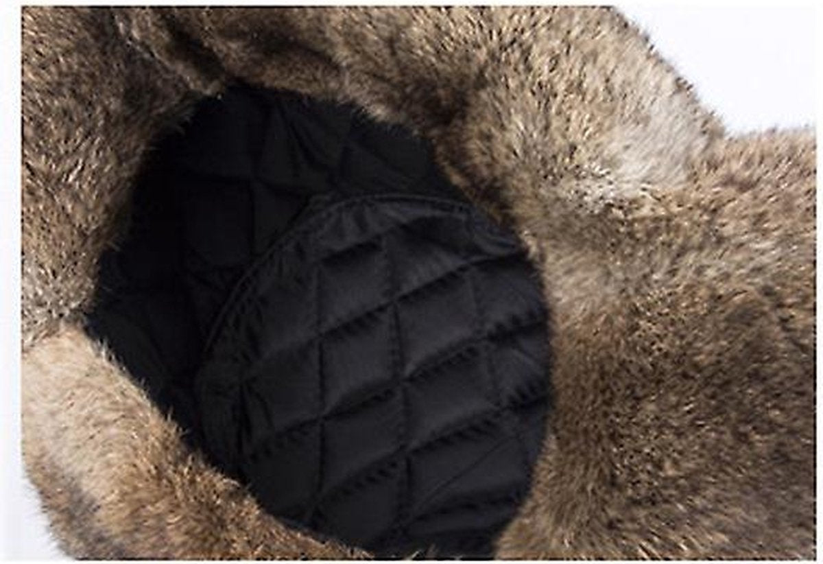 Fur Hat - Unisex - Men's Winter Hat - Women's Fur Hat - Winter Trendy Electric Bicycle Earmuff - Keep Warm - XXL (58-60cm) - Khaki - Image 4