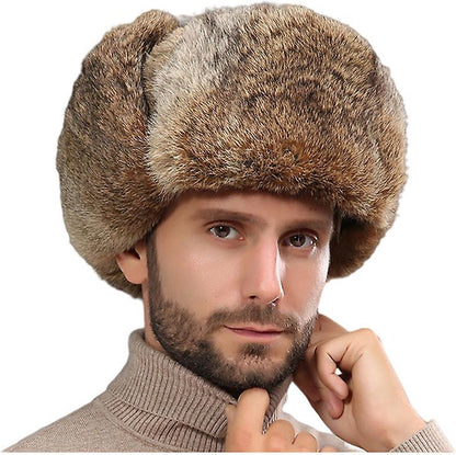 Fur Hat - Unisex - Men's Winter Hat - Women's Fur Hat - Winter Trendy Electric Bicycle Earmuff - Keep Warm - XXL (58-60cm) - Khaki - Image 5