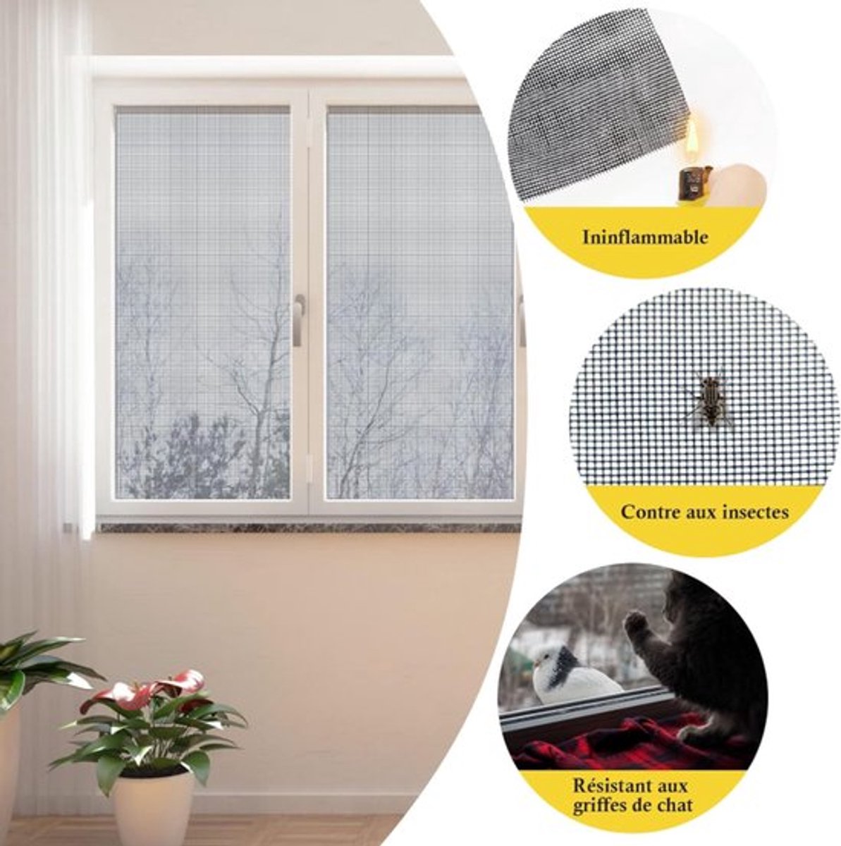 1 piece - Window screen 120 x 250 cm - White - Mesh - Universal Window Screen - Custom-made screen mesh - Make your own screen - Anti-mosquito - Insect screen - Door screen - Image 3